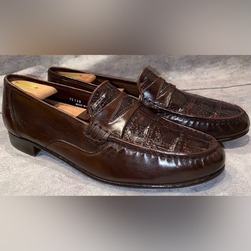 NEW NOS Florsheim Royal Imperial Exotic Eel Crocodile Loafers Shoes Italy 12 USA - Picture 2 of 16